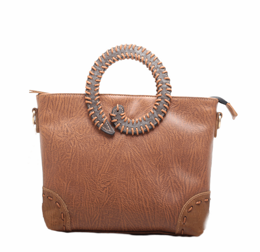 Vintage Leather Handmade Ladies Work Tote Bag Woyaza