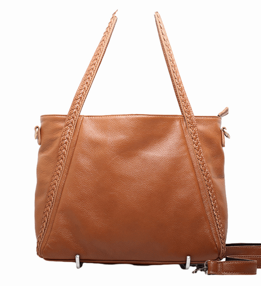 Vintage Leather Women's Large Capacity Work Tote Bag woyaza
