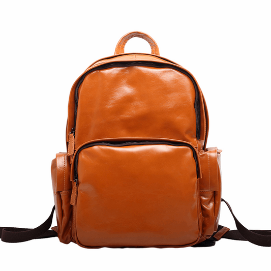 Genuine Leather Large Capacity Laptop Backpack Business Travel Bagpack woyaza