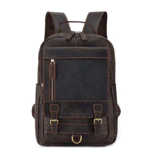 Leather Vintage Style Laptop Backpack Woyaza
