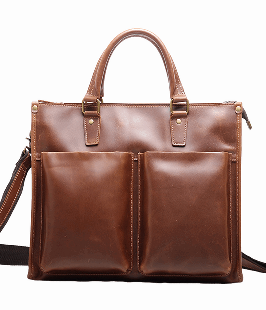 Leather Vintage Briefcase Messenger Bag woyaza