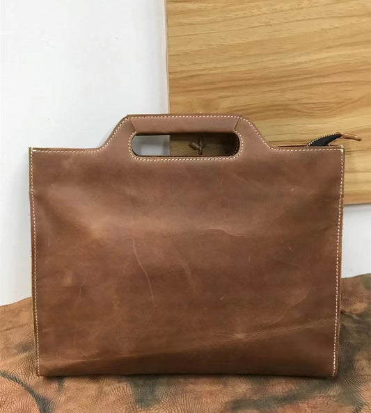 Leather Vintage Men's Document Briefcase Satchel Shoulder Bag woyaza