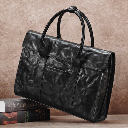 Leather Men's Travel Bag with Luggage Strap Woyaza