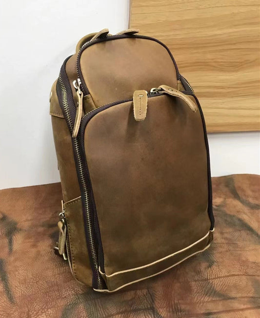 Vintage Leather Crossbody Chest Bag for Men woyaza