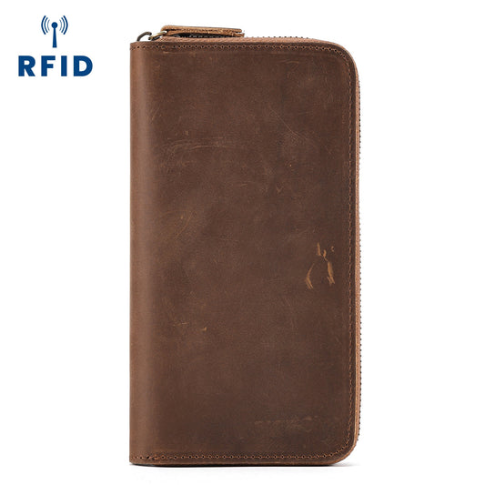 Premium Quality Leather Men's Long Wallet RFID Blocking woyaza