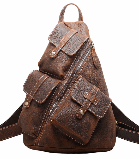 Vintage Leather Travel Backpack for Men woyaza