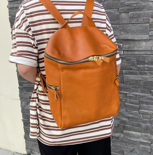 Stylish Ladies Vintage Leather Backpack for Traveling and Work