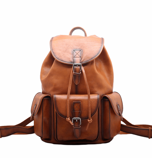 Vintage Leather Large Capacity Backpack Woyaza