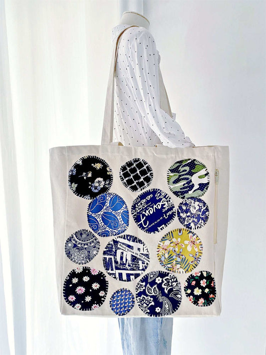 High-capacity natural fabric bag with handcrafted details designed for a conscious lifestyle where durability meets creative personal expression.