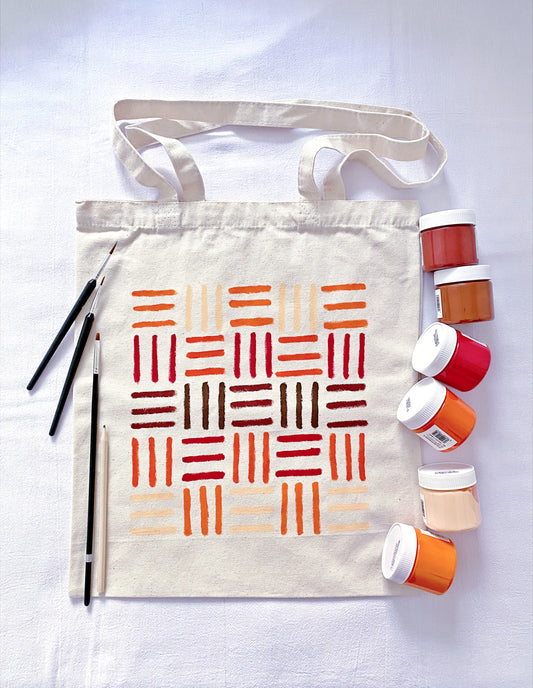 casual cotton tote bag with hand illustrated pattern