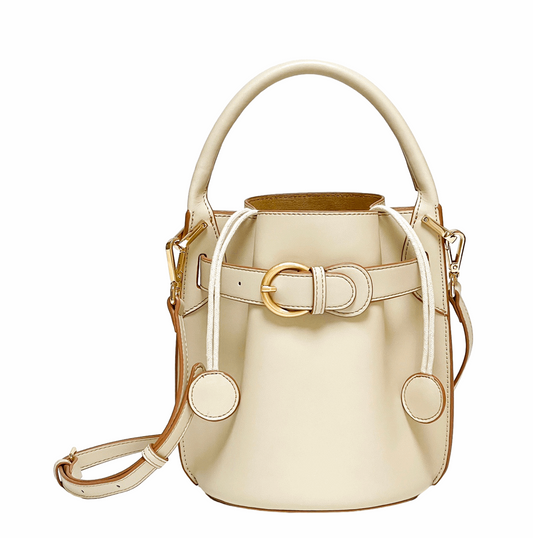 Trendy Real Leather Bucket Handbag Crossbody Shoulder Bag for Ladies woyaza