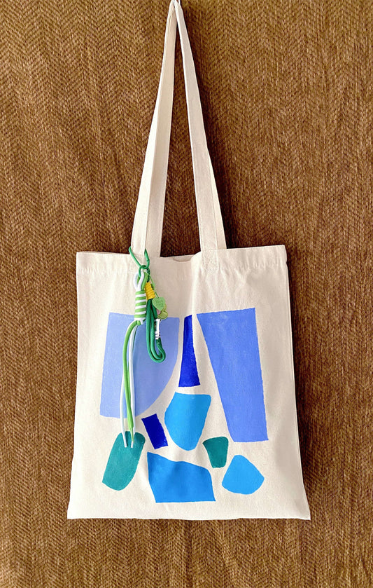Slouchy Canvas Tote with Hand Drawn Art