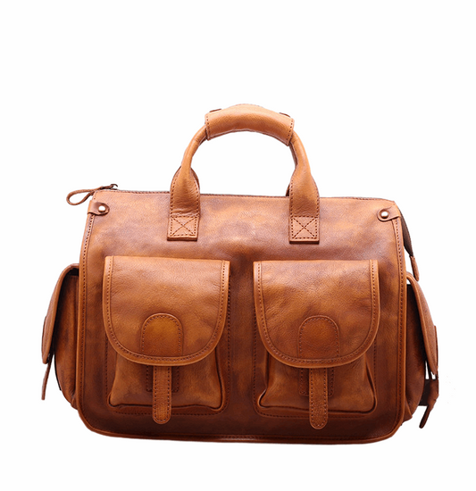 Vintage Leather Travel Bag for Men Woyaza