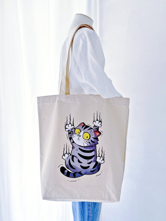 Close-up texture of natural canvas fabric showing unique hand-printed details