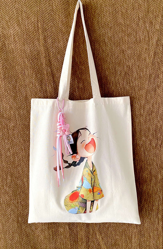minimal cotton tote bag with a slightly imperfect hand printed design