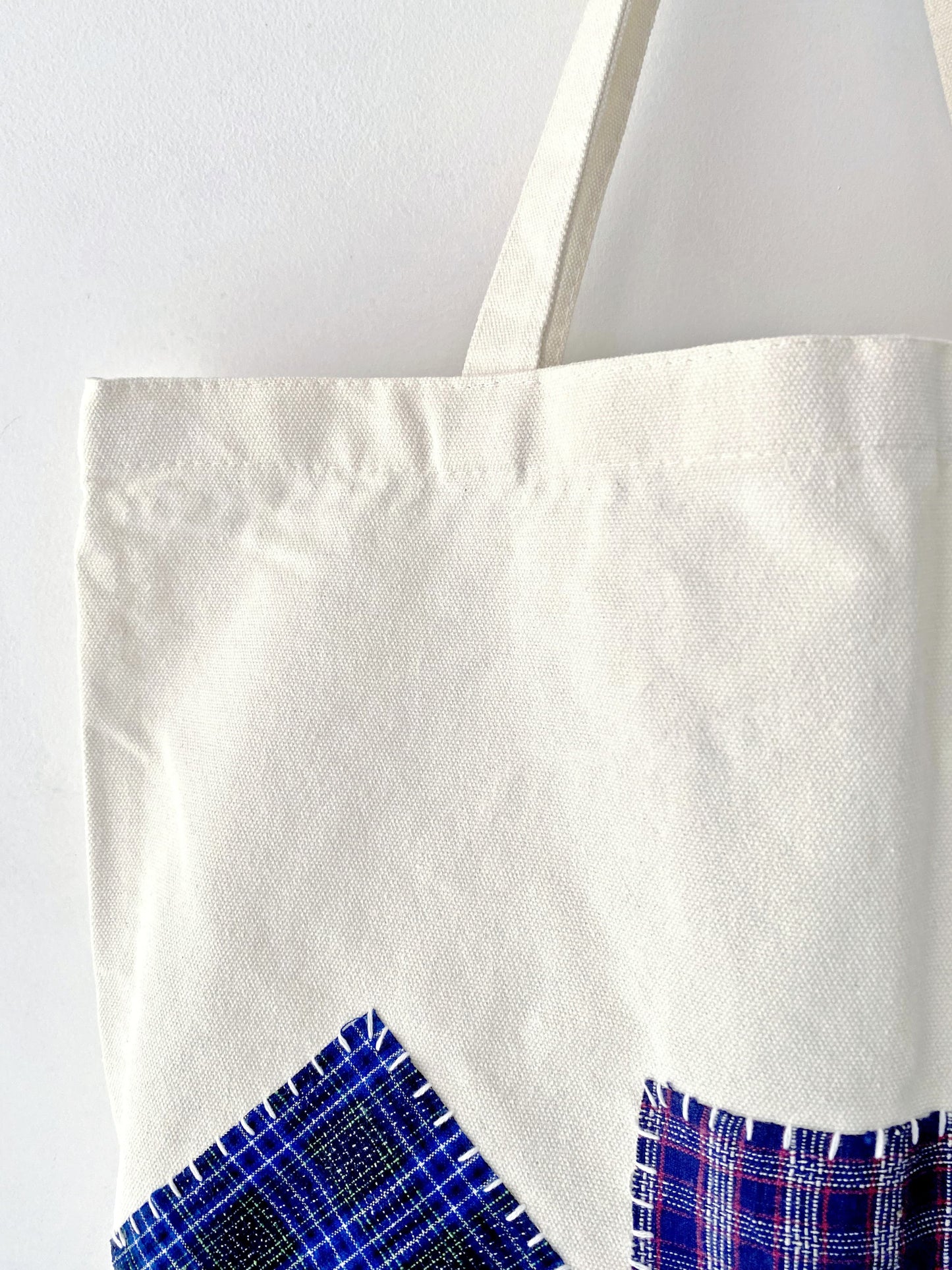 Perfect for those who value both form and function, this hand-stitched patchwork tote offers a spacious, sustainable option for everyday essentials.