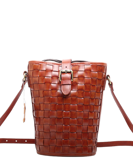 Vintage Handcrafted Leather Bucket Handbag Woyaza