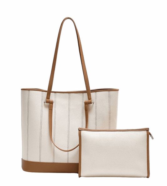Leather Canvas Tote Bag