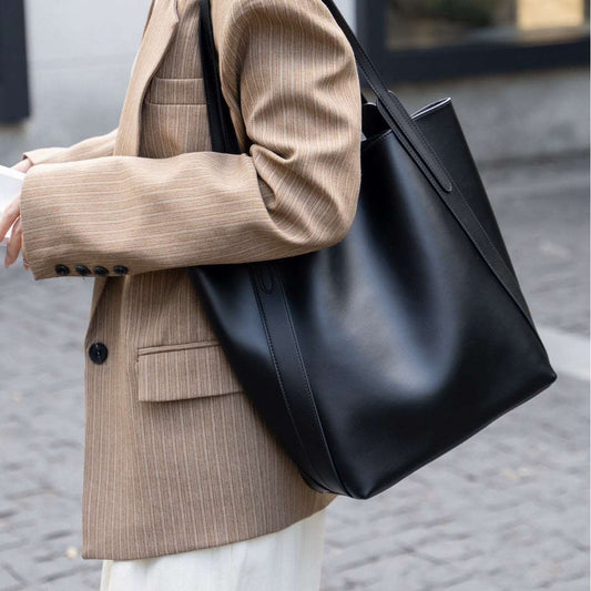 Genuine Leather Women's Fashionable Large Capacity Work Tote Bag Shoulder Bag Woyaza