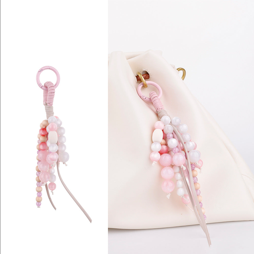 Handmade bag charm for someone who loves pink accessories