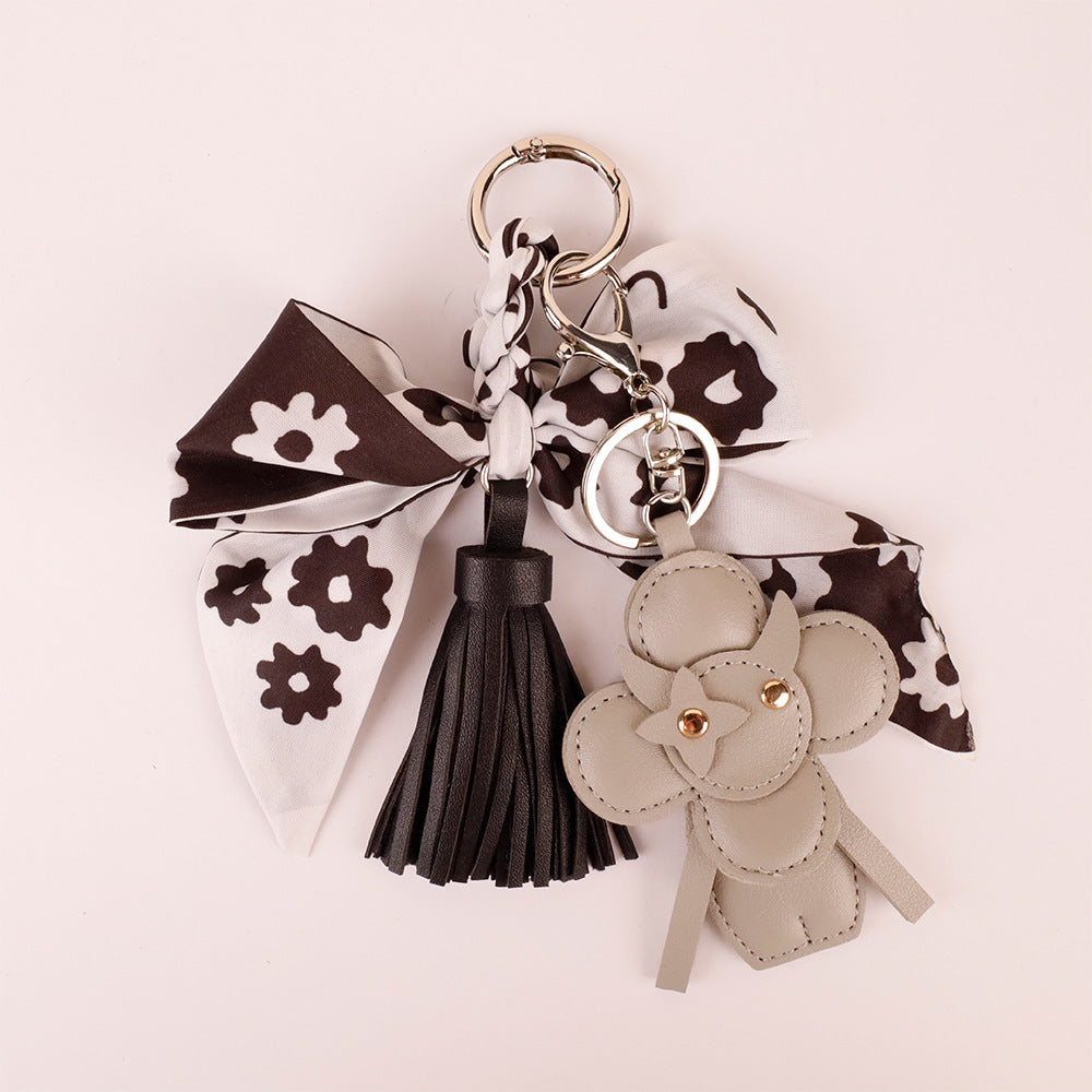 Stylish monochrome silk bow purse charm for purse customization