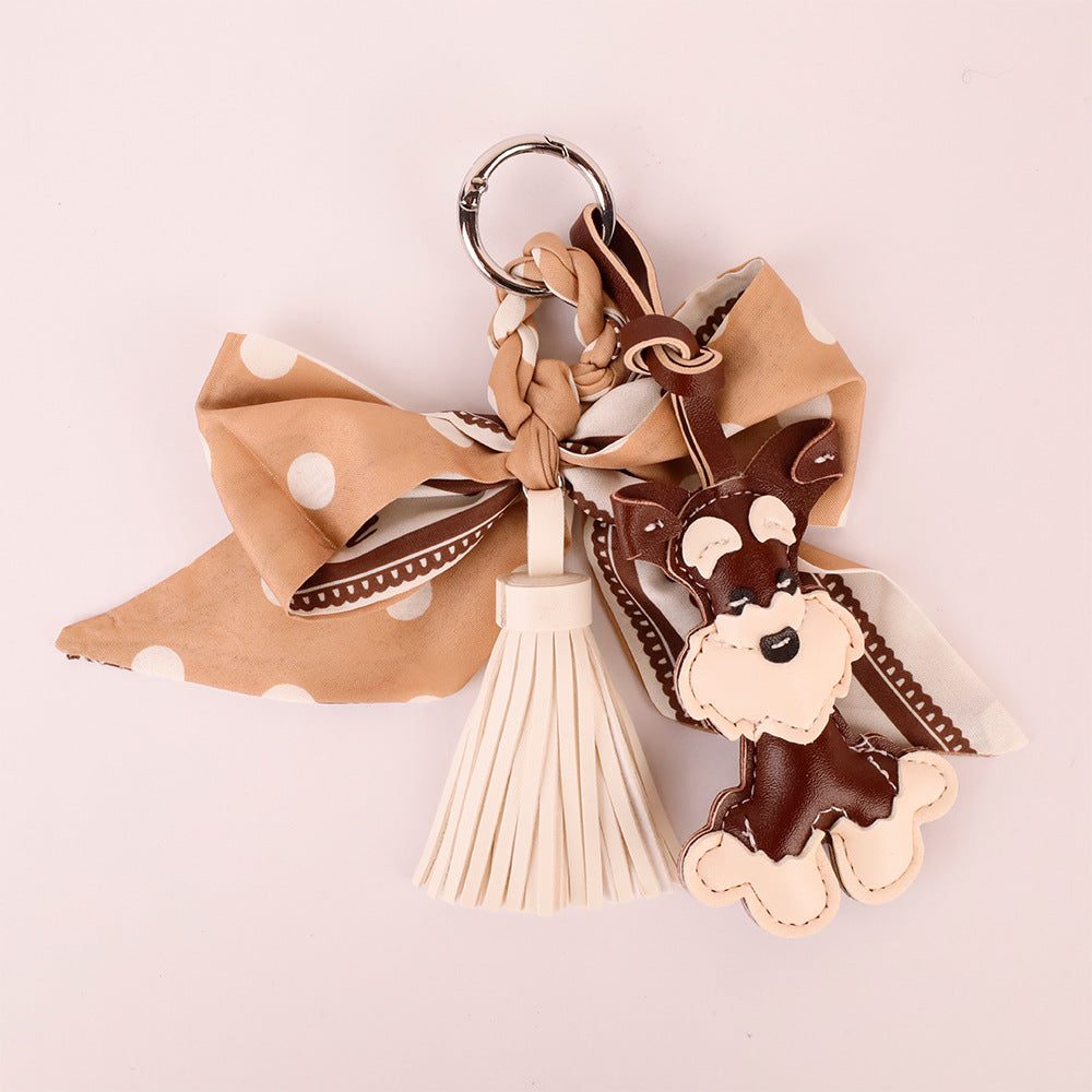 Khaki decorative bow for handbags, totes and backpacks