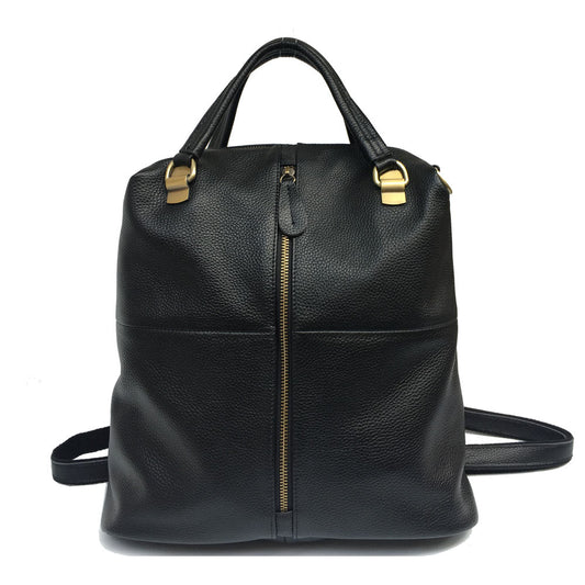 Women's Black Leather Travel Backpack Luxury woyaza