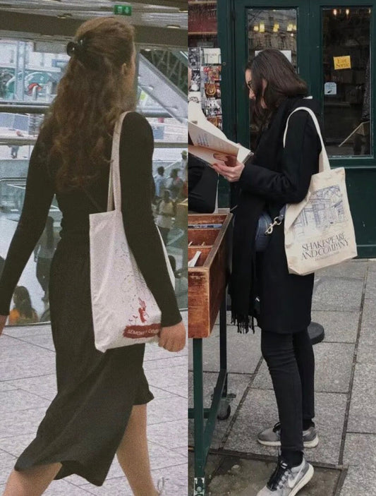 Canvas bag styled with simple clothing for a relaxed French-inspired look