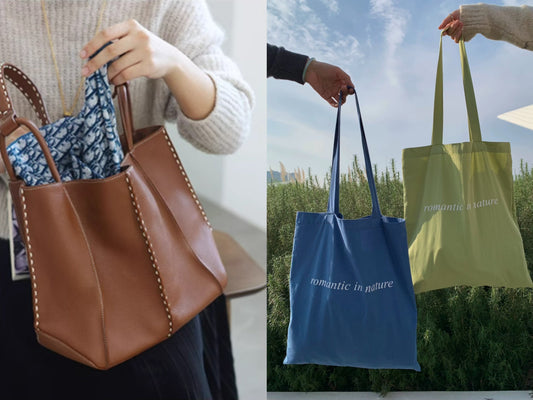 Canvas tote bag compared with leather bag for sustainable everyday use