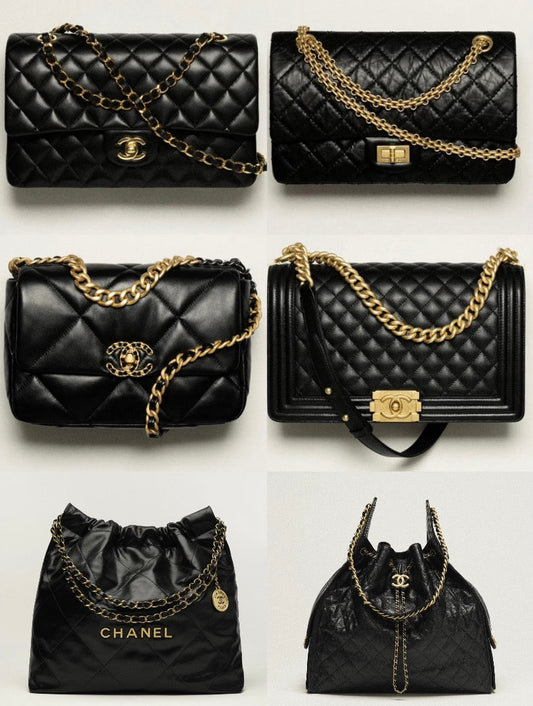 Chanel quilted handbag featuring a chain strap and the brand's signature double C clasp