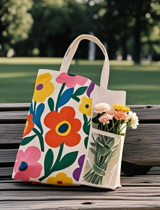 hand-printed canvas tote bag in everyday sustainable fashion scene