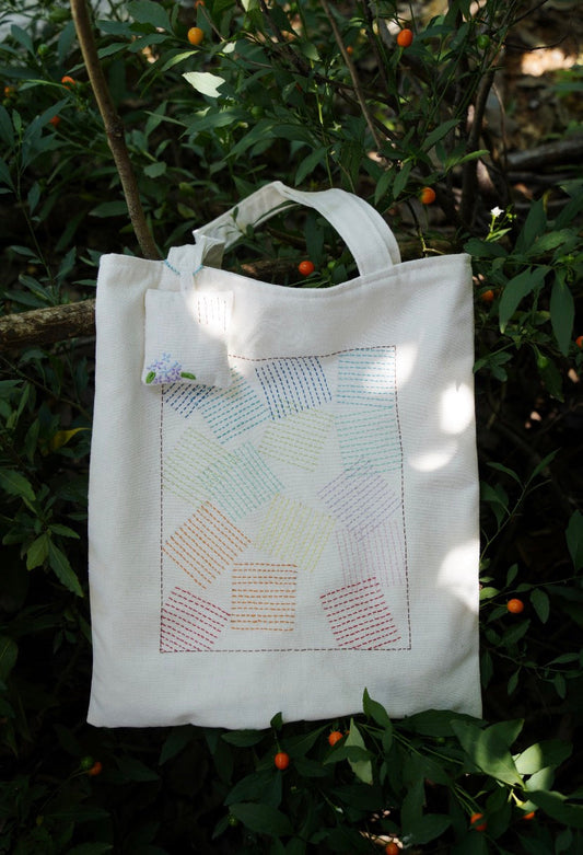 canvas tote bag with small handmade design detail
