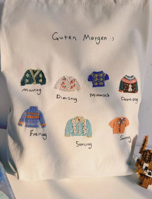  canvas tote with a fun little hand-sewn patchwork design—perfect gift for someone who loves unique, handmade touches.