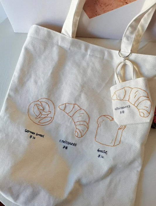 Hand-embroidered cotton tote bag with floral design, a unique handmade gift
