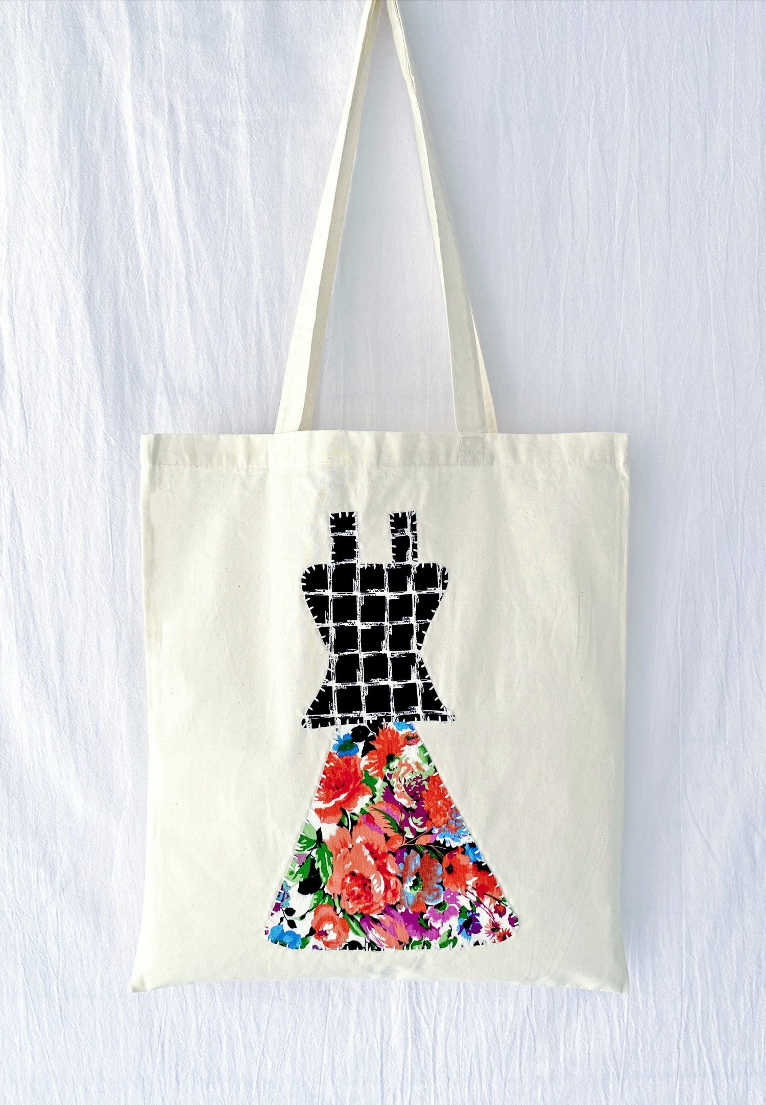 fabric bag showing stitched surface detail up close