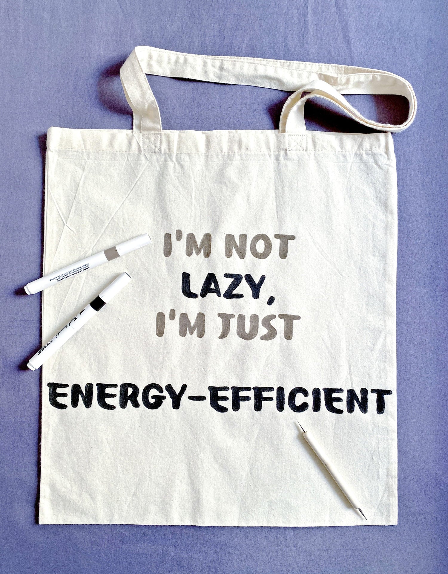 durable cotton shopping tote bag with handwritten phrase for gift-givers