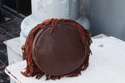 Handcrafted Leather Bucket Shoulder Bag Vintage Style Woyaza