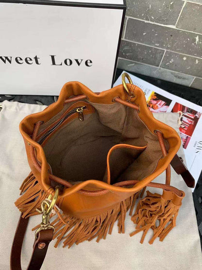 Women's Retro Style Handcrafted Bucket Bag Woyaza