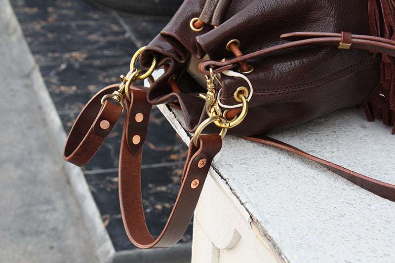 Retro Style Leather Handbag with Fringe Detail Woyaza