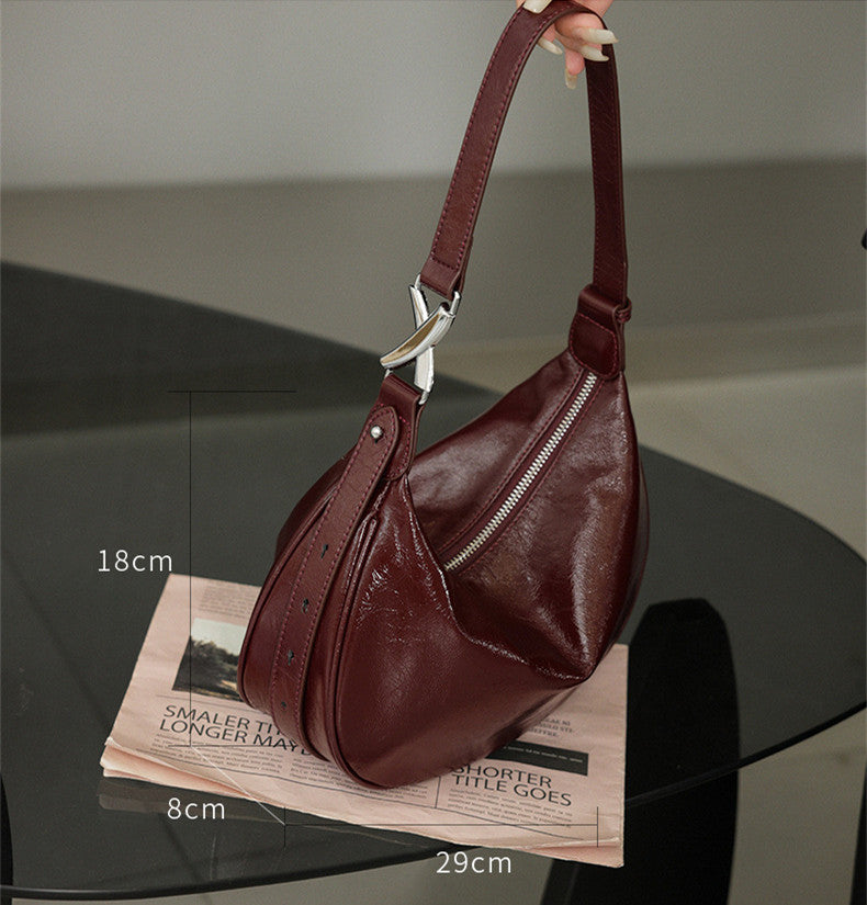 Genuine Leather Semi-Circular Bag