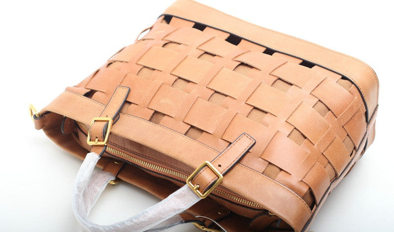 Stylish Women's Retro Handwoven Leather Handbag woyaza