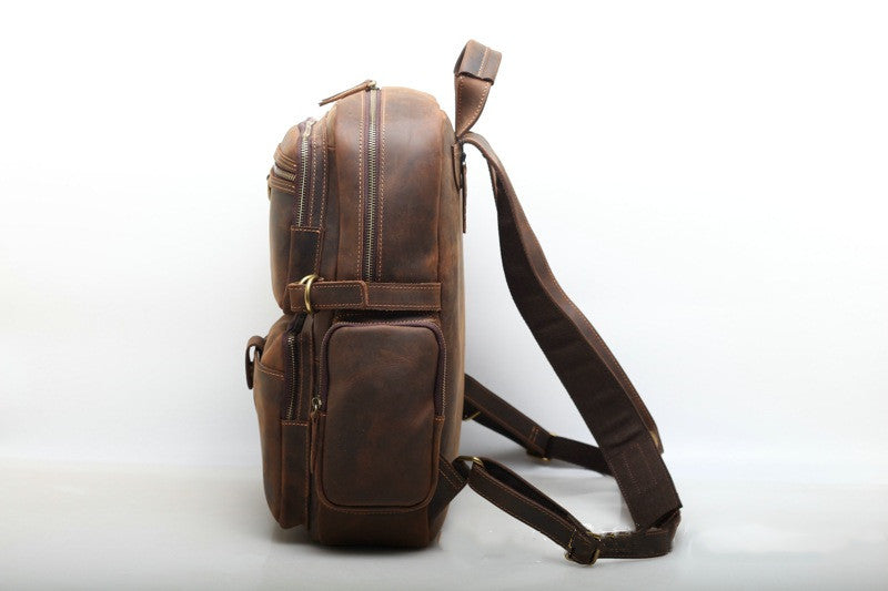Genuine Leather Laptop Backpack for Men with Retro Design woyaza