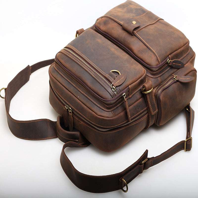 Stylish Leather School Backpack for Men with Computer Compartment woyaza