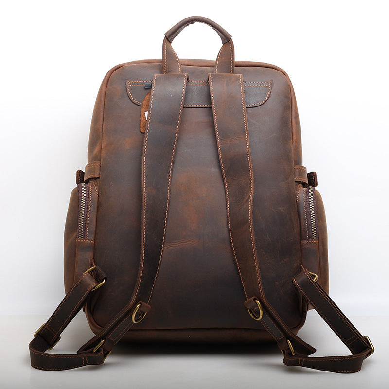 Vintage Leather Backpack for Men with Spacious Laptop Compartment woyaza