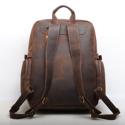 Vintage Leather Backpack for Men with Spacious Laptop Compartment woyaza