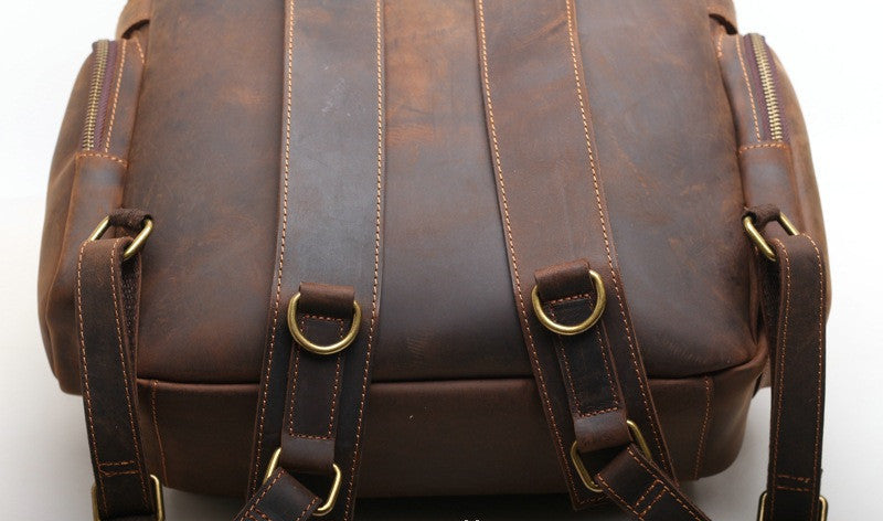 Genuine Leather Vintage Backpack for Men with Laptop Compartment woyaza
