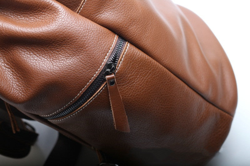 Retro-inspired Leather Men's Backpack for Fashionable Storage Woyaza