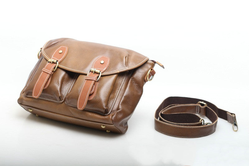 Stylish Leather Messenger Bag Vintage Look woyaza