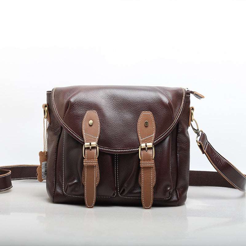 Durable Leather Crossbody Satchel Vintage Durability woyaza