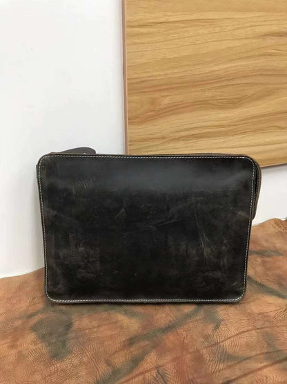 Vintage Men's Leather Handheld Bag woyaza